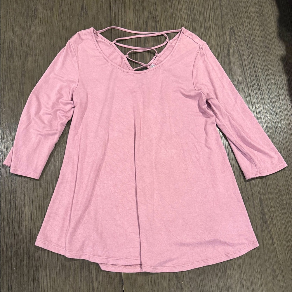 Pink Rose Crisscross Back Top